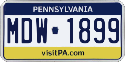 PA license plate MDW1899