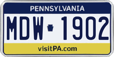 PA license plate MDW1902
