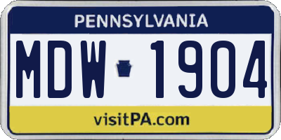 PA license plate MDW1904