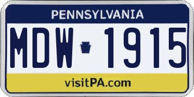 PA license plate MDW1915