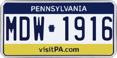 PA license plate MDW1916