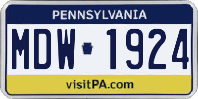 PA license plate MDW1924