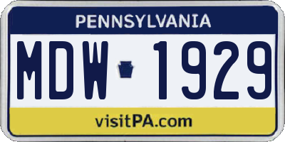PA license plate MDW1929