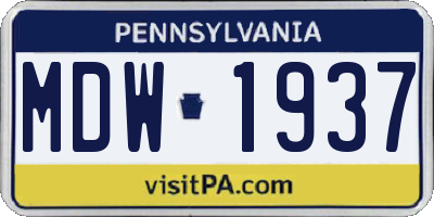 PA license plate MDW1937