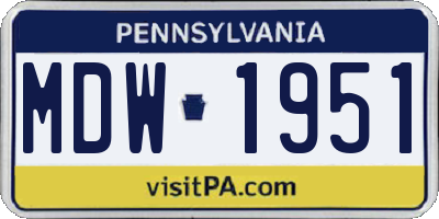 PA license plate MDW1951