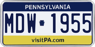 PA license plate MDW1955