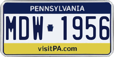 PA license plate MDW1956