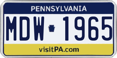 PA license plate MDW1965