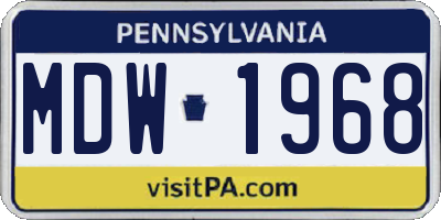PA license plate MDW1968