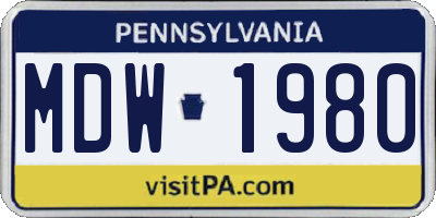 PA license plate MDW1980