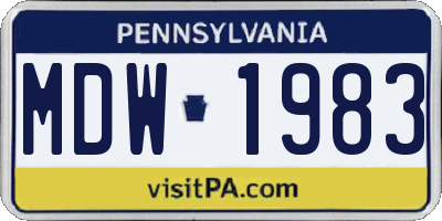 PA license plate MDW1983