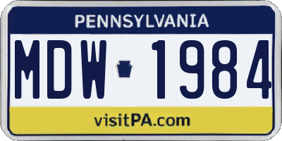PA license plate MDW1984