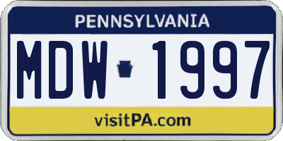 PA license plate MDW1997