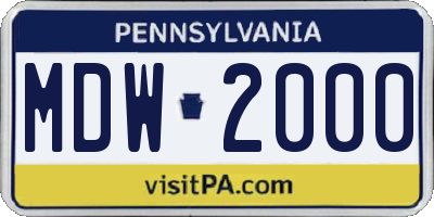 PA license plate MDW2000