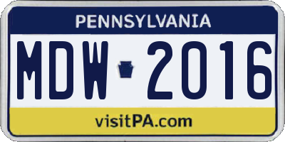 PA license plate MDW2016