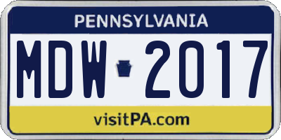 PA license plate MDW2017