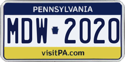 PA license plate MDW2020