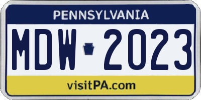 PA license plate MDW2023