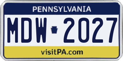 PA license plate MDW2027