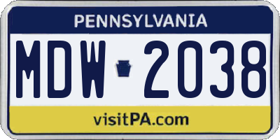 PA license plate MDW2038