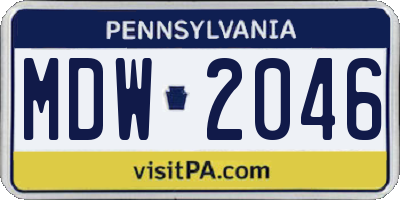 PA license plate MDW2046
