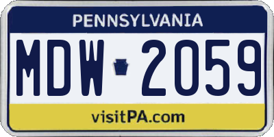 PA license plate MDW2059