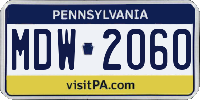 PA license plate MDW2060