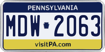 PA license plate MDW2063