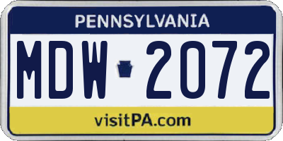 PA license plate MDW2072