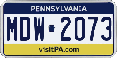 PA license plate MDW2073