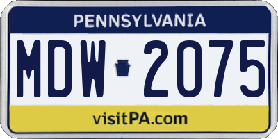 PA license plate MDW2075