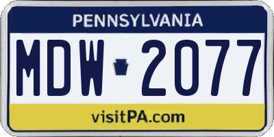 PA license plate MDW2077