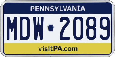 PA license plate MDW2089