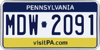 PA license plate MDW2091