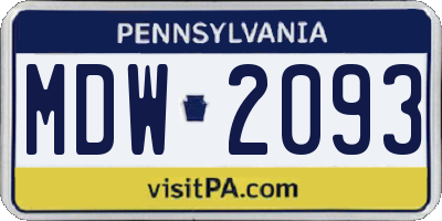 PA license plate MDW2093
