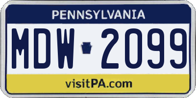 PA license plate MDW2099