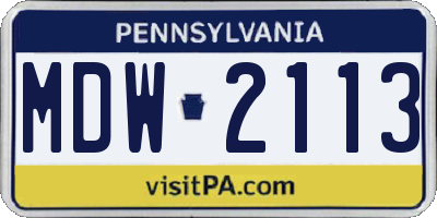 PA license plate MDW2113