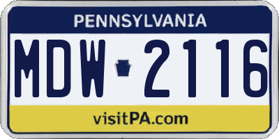 PA license plate MDW2116