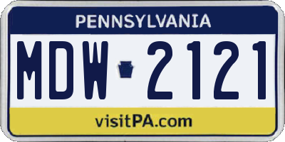 PA license plate MDW2121