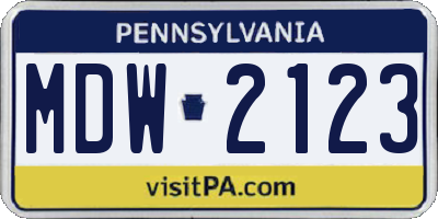 PA license plate MDW2123
