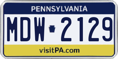 PA license plate MDW2129