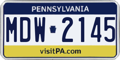 PA license plate MDW2145