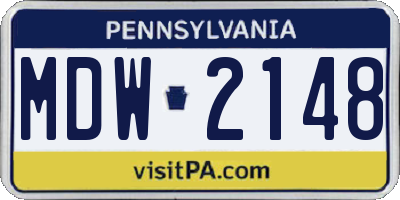 PA license plate MDW2148