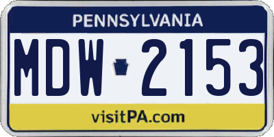 PA license plate MDW2153