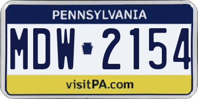 PA license plate MDW2154