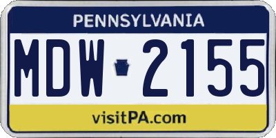 PA license plate MDW2155