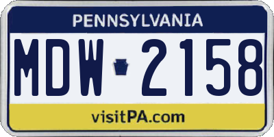 PA license plate MDW2158