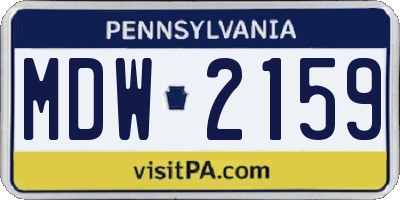 PA license plate MDW2159