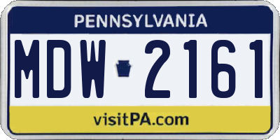 PA license plate MDW2161