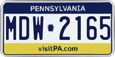 PA license plate MDW2165